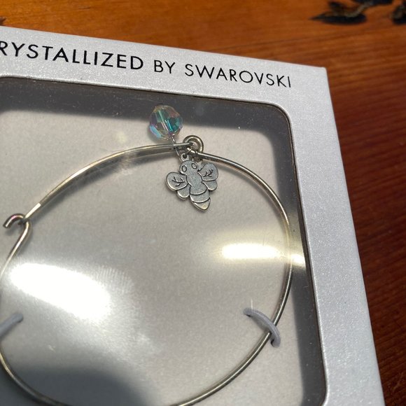 CHAMILIA STERLING SILVER ID BRACELET "BE AWESOME" WITH SWAROVSKI CRYSTAL NWT - Picture 4 of 9